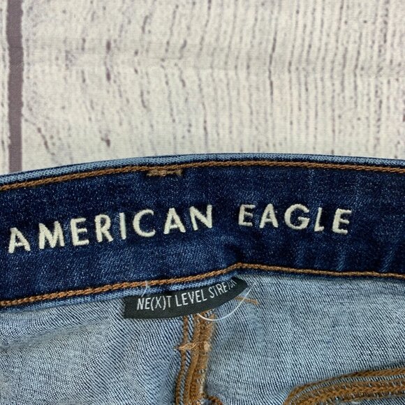 American Eagle Jeans sz 14 Hi Rise Skinny Kick Dark Wash Inseam 31" - Picture 10 of 13